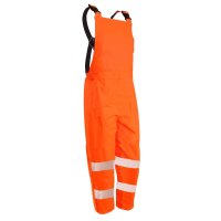 D/N Hi-Vis Bib Trousers PU Coated, Orange - Sewn-On Tape