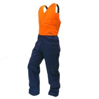 Overall Action Bib, Poly/Cotton, Orange/Navy