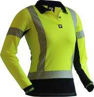 Caution Women'S Yellow/Black D/N L/S Microvent Polo