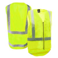 Fluro Yellow Vest, Zip, With Tape, No Pockets