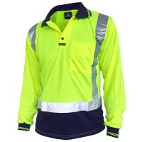Hi Vis-Polo Shirt, Ls,Tape, Yellow/Blue