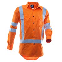 170 Gsm Cotton Shirt, Long Sleeve,Orange, With Tap