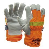 Reflector-A Grade Cowgrain Palm With Orange Reflective Back & Tape Size 10(Xl) Reflector-A Grade Cowgrain Palm With Orange Reflective Back & Tape