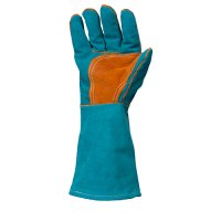 Welding Gloves, Aqua/Gold
