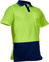 Caution Yellow/Navy D/O Cotton Backed Polo