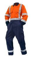 Overall Ls, 240Gsm Poly/Cotton, Orange/Navy Dn , S