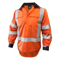 Rip Stop 155Gsm Cotton Ls Shirt, TTMC-W, O/Black