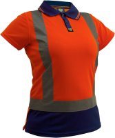 Women'S Orange/Navy D/N Microfibre Polo