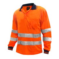 Polo Shirt, Ls, Orange, Tape Au Style