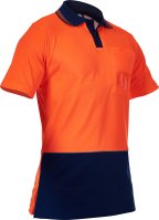 Caution Orange/Navy D/O Cotton Backed Polo
