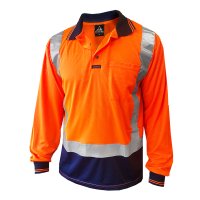 Hi Vis-Polo Shirt, Ls,Tape, Orange/Blue
