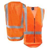 Fluro Orange Vest, Zip, With Tape, No Pockets