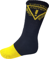 Work Socks - 5 Pack Black/Yellow-Size 5-7