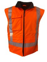 Hi Vis Vest PU Coated Fleece Lined Orange