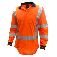 Polo Shirt, Ls, Orange With H Back Tape, TTMC