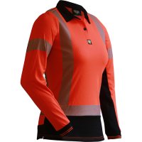 Women'S Orange/Black D/N L/S Microvent Polo
