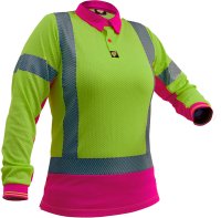 Caution Women'S Yellow/Pink D/N L/S Microvent Polo