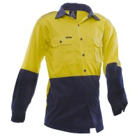 170 Gsm Cotton Shirt, Long Sleeve, Yellow/Blue, D