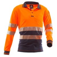 Polo Shirt, Ls, Orange/Navy, D/N, Au