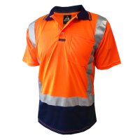 Hi Vis-Polo Shirt, Ss, Tape, Orange/Blue