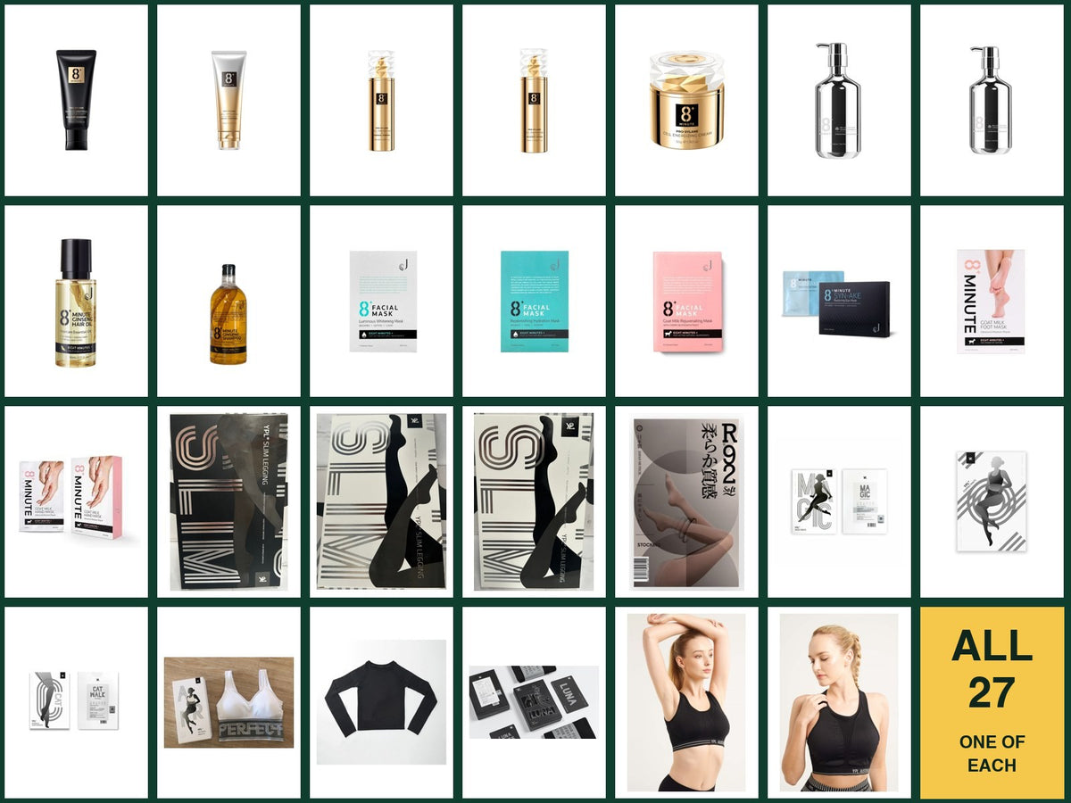 Full basket: one of every Jema Rose and YPL product, 27 items